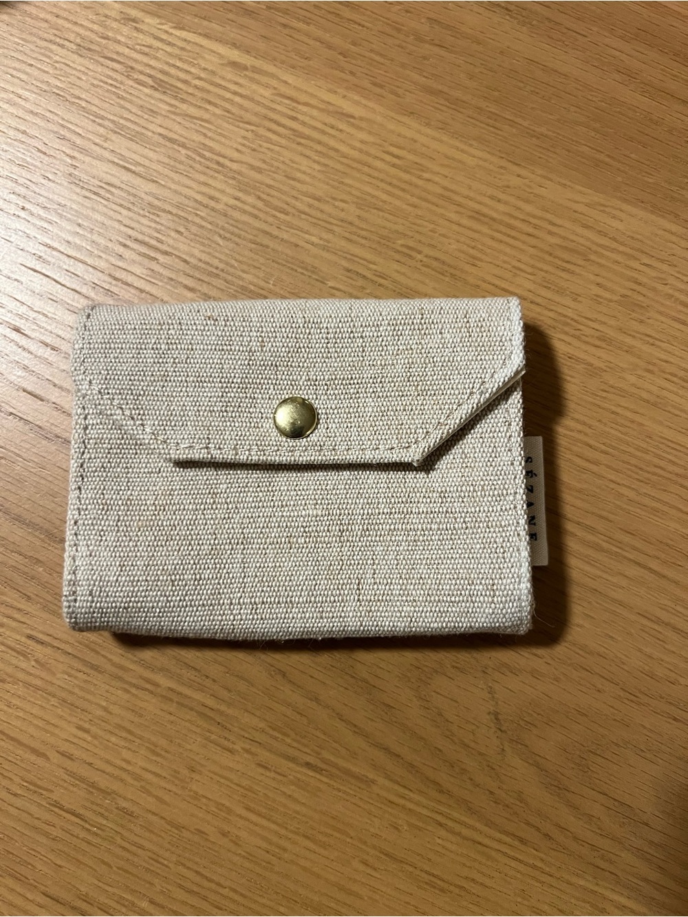 NWOT Sezane Canvas Snap mini Wallet Cream
